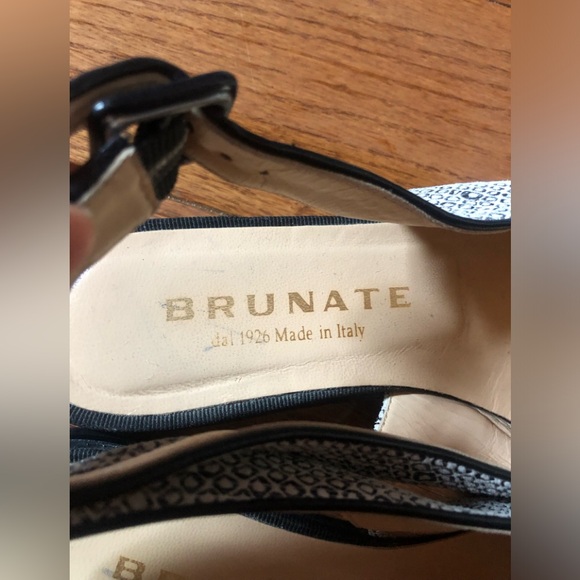 ❤️Brunate Black and White Slingback Sandals Shoes Leather Made in Italy EUR 37.5 - Picture 3 of 8